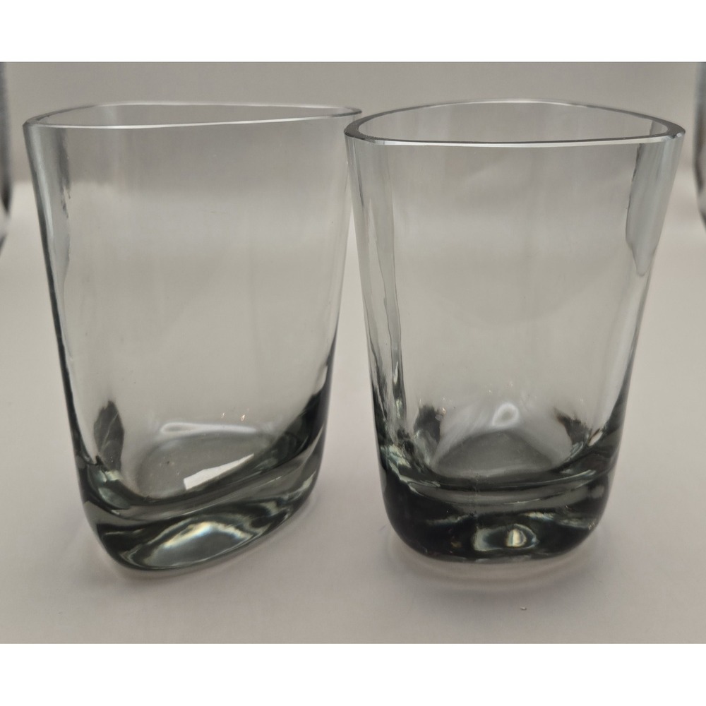 Rare‎ Vintage Glasses Rare Smoked Grey Triangle  Bourbon Whiskey 2 Glasses.